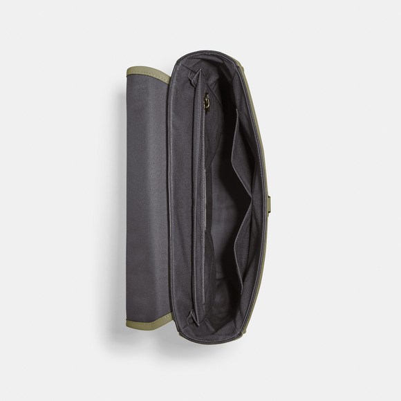 Coach Olive Green Leather Backpack with Black Strap